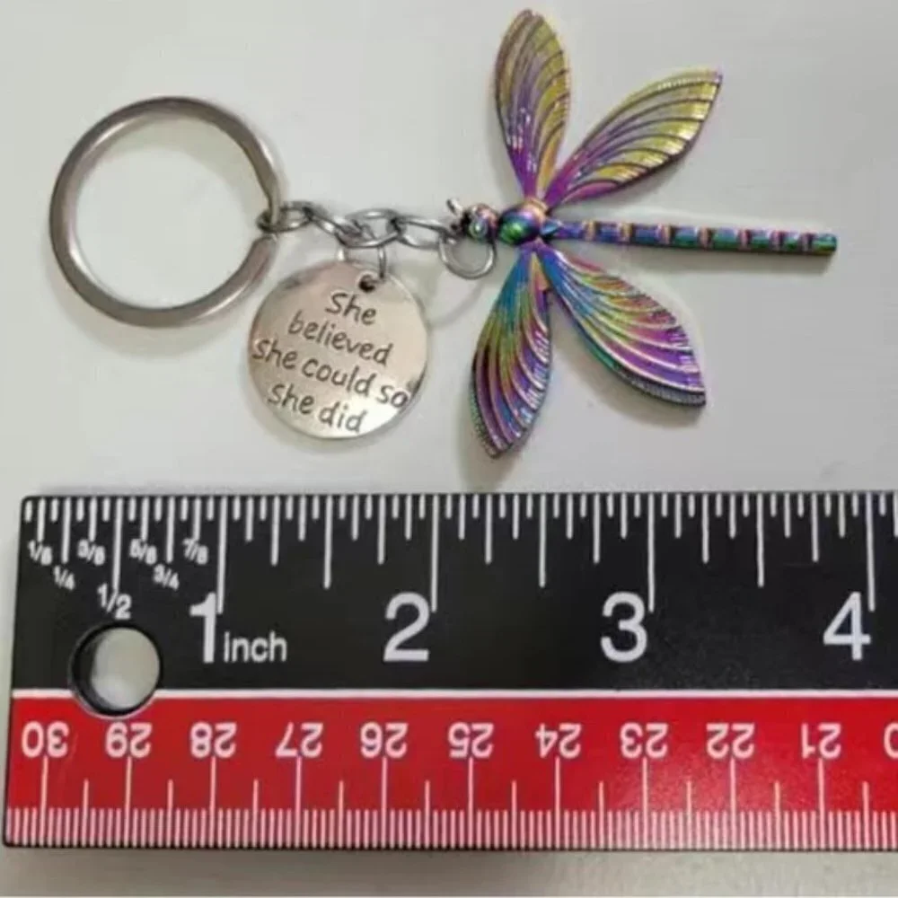Dragonfly  Keychain Charm Pendant Backpack Bag Charm Velvet Gift Pouch 2 Pieces